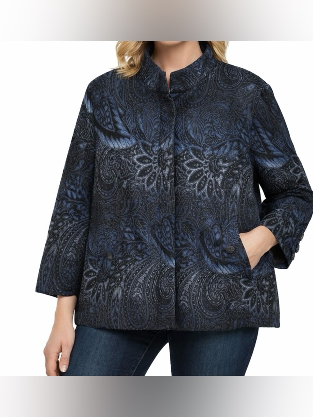 Chico's Black and Blue Paisley Jacket